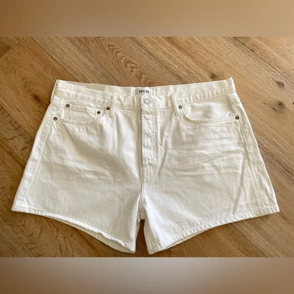 Agolde Parker Long Short White Denim High Rise Size 34 - Picture 2 of 11